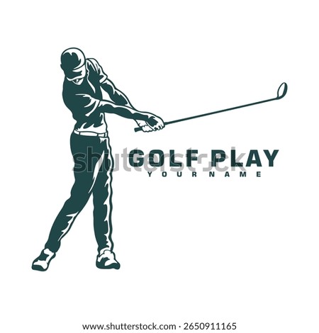 Golf Player logo design vector. Silhouette Golf Male Player Template Illustration. Icon Symbol