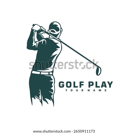 Golf Player logo design vector. Silhouette Golf Male Player Template Illustration. Icon Symbol