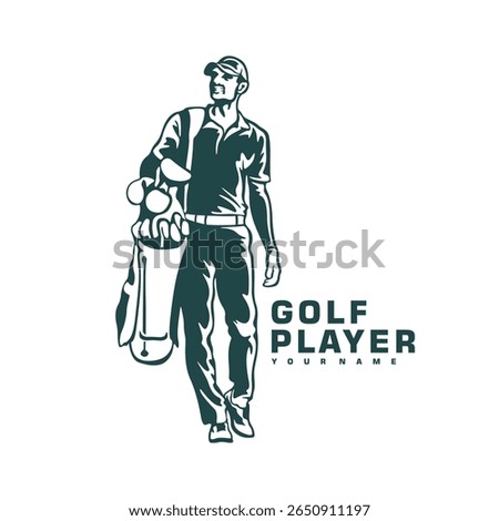 Golf Player logo design vector. Silhouette Golf Male Player Template Illustration. Icon Symbol