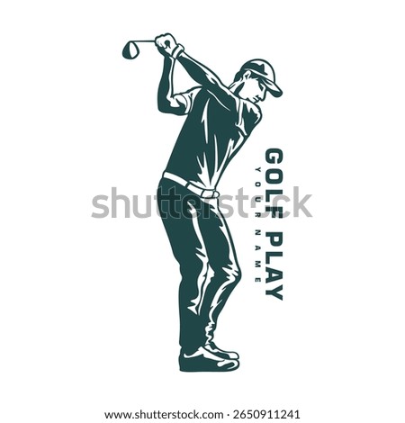 Golf Player logo design vector. Silhouette Golf Male Player Template Illustration. Icon Symbol