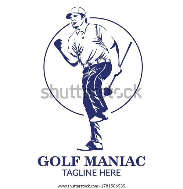 Golf Player logo design vector template, Vector\
label of golf, Logo of golf championship, illustration, Creative\
icon, design concept