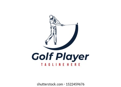 golf player logo icon vector