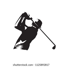 Golf player logo, isolated vector silhouette