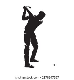 Golf player logo, isolated vector silhouette. Golf swing