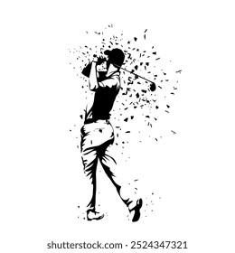 Golf player logo, isolated vector silhouette. Golf swing