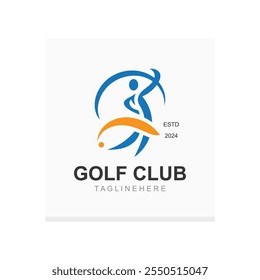 Golf player logo sport simple and modern creative design template