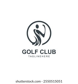 Golf player logo sport simple and modern creative design template