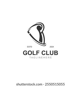 Golf player logo sport simple and modern creative design template