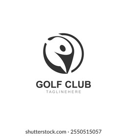 Golf player logo sport simple and modern creative design template