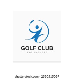 Golf player logo sport simple and modern creative design template