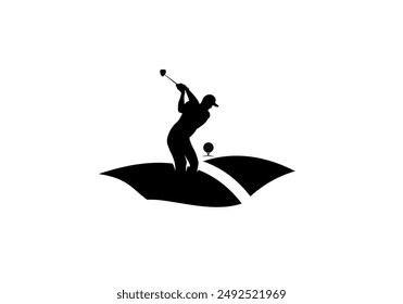 Golf player logo vector, abstract isolated vector silhouette.