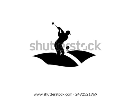 Golf player logo vector, abstract isolated vector silhouette.