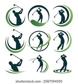 Golf Player Logo Vector Illustration