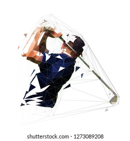 Golf player, low polygonal golfer vector isolated illustration. Golf swing