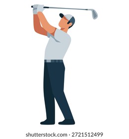 Jugador de golf hombre personaje Ilustración vectorial disfrutando de la actividad de Ocio con club perfecto para el ocio de hobby deportivo y estilo de vida activo temática diseños