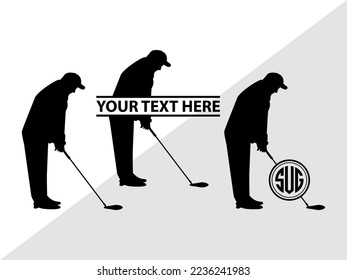 Golf Player Monogram Vector Illustration Silhouette