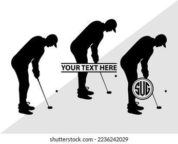 Golf Player Monogram Vector Illustration Silhouette