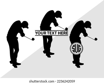Golf Player Monogram Vector Illustration Silhouette