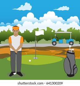 Golf player on the green