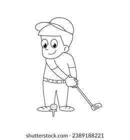 Golf player. Outline style vector illustration