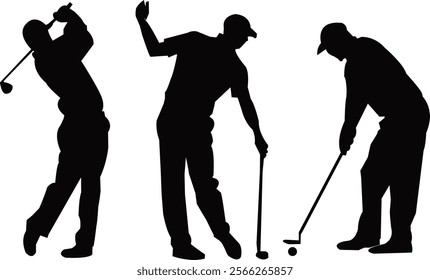 Golf player playing shoot silhouette Clip art vector 