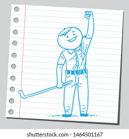 Golf player rising his fist in the air.