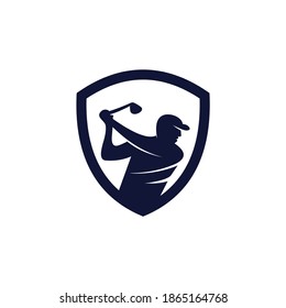 golf player shield logo concept