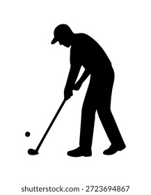 Silueta del jugador de golf preparándose para balancear su club
