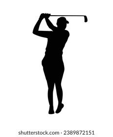 golf player silhouette. golfer silhouette. Vector silhouette of golfer on white background. black golf player isolated on white background. cutout golf player. hand drawn design. vector illustration.