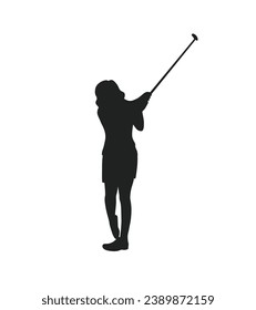 golf player silhouette. golfer silhouette. Vector silhouette of golfer on white background. black golf player isolated on white background. cutout golf player. hand drawn design. vector illustration.