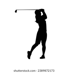 golf player silhouette. golfer silhouette. Vector silhouette of golfer on white background. black golf player isolated on white background. cutout golf player. hand drawn design. vector illustration.