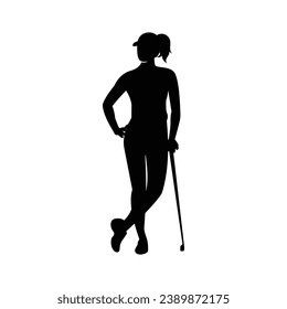 golf player silhouette. golfer silhouette. Vector silhouette of golfer on white background. black golf player isolated on white background. cutout golf player. hand drawn design. vector illustration.