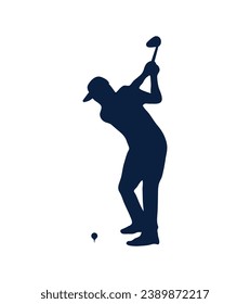 golf player silhouette. golfer silhouette. Vector silhouette of golfer on white background. black golf player isolated on white background. cutout golf player. hand drawn design. vector illustration.