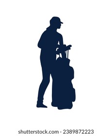 golf player silhouette. golfer silhouette. Vector silhouette of golfer on white background. black golf player isolated on white background. cutout golf player. hand drawn design. vector illustration.