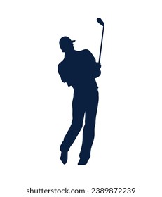 golf player silhouette. golfer silhouette. Vector silhouette of golfer on white background. black golf player isolated on white background. cutout golf player. hand drawn design. vector illustration.