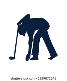 golf player silhouette. golfer silhouette. Vector silhouette of golfer on white background. black golf player isolated on white background. cutout golf player. hand drawn design. vector illustration.
