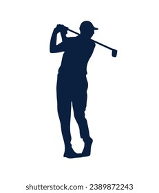 golf player silhouette. golfer silhouette. Vector silhouette of golfer on white background. black golf player isolated on white background. cutout golf player. hand drawn design. vector illustration.