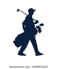 golf player silhouette. golfer silhouette. Vector silhouette of golfer on white background. black golf player isolated on white background. cutout golf player. hand drawn design. vector illustration.