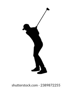golf player silhouette. golfer silhouette. Vector silhouette of golfer on white background. black golf player isolated on white background. cutout golf player. hand drawn design. vector illustration.