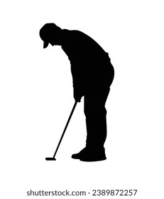 golf player silhouette. golfer silhouette. Vector silhouette of golfer on white background. black golf player isolated on white background. cutout golf player. hand drawn design. vector illustration.