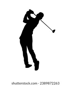 golf player silhouette. golfer silhouette. Vector silhouette of golfer on white background. black golf player isolated on white background. cutout golf player. hand drawn design. vector illustration.