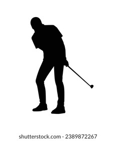 golf player silhouette. golfer silhouette. Vector silhouette of golfer on white background. black golf player isolated on white background. cutout golf player. hand drawn design. vector illustration.