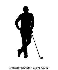 golf player silhouette. golfer silhouette. Vector silhouette of golfer on white background. black golf player isolated on white background. cutout golf player. hand drawn design. vector illustration.