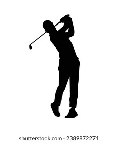 silueta de jugador de golf. silueta dorada. Silueta vectorial de golfista sobre fondo blanco. jugador de golf negro aislado de fondo blanco. jugador de golf de corte. diseño dibujado a mano. ilustración vectorial.