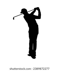 golf player silhouette. golfer silhouette. Vector silhouette of golfer on white background. black golf player isolated on white background. cutout golf player. hand drawn design. vector illustration.