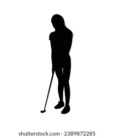 golf player silhouette. golfer silhouette. Vector silhouette of golfer on white background. black golf player isolated on white background. cutout golf player. hand drawn design. vector illustration.