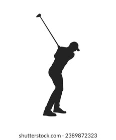 golf player silhouette. golfer silhouette. Vector silhouette of golfer on white background. black golf player isolated on white background. cutout golf player. hand drawn design. vector illustration.
