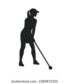 golf player silhouette. golfer silhouette. Vector silhouette of golfer on white background. black golf player isolated on white background. cutout golf player. hand drawn design. vector illustration.