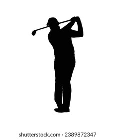 golf player silhouette. golfer silhouette. Vector silhouette of golfer on white background. black golf player isolated on white background. cutout golf player. hand drawn design. vector illustration.