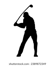 golf player silhouette. golfer silhouette. Vector silhouette of golfer on white background. black golf player isolated on white background. cutout golf player. hand drawn design. vector illustration.